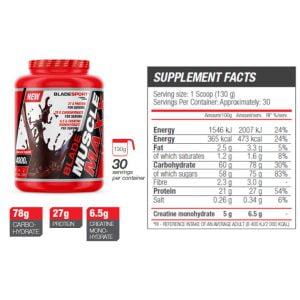 blade sport muscle maxx 4000g chocolate supplement facts